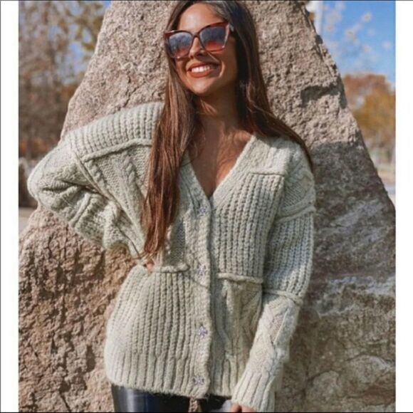 ✨ ZARA PATCHWORK KNIT CARDIGAN✨ - Picture 2 of 13
